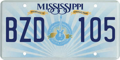 MS license plate BZD105