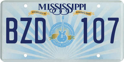 MS license plate BZD107