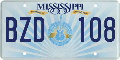 MS license plate BZD108