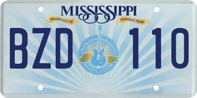 MS license plate BZD110