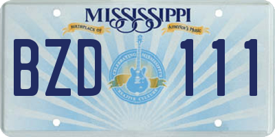 MS license plate BZD111