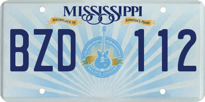 MS license plate BZD112