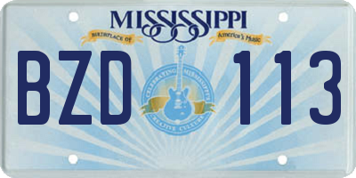 MS license plate BZD113