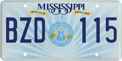 MS license plate BZD115