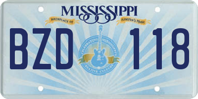 MS license plate BZD118