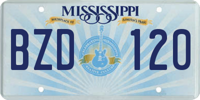 MS license plate BZD120