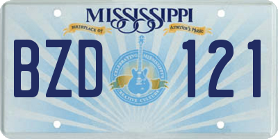 MS license plate BZD121