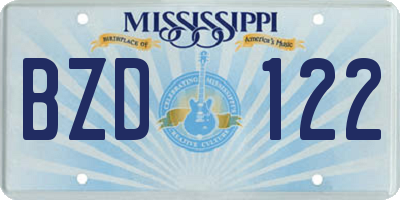 MS license plate BZD122