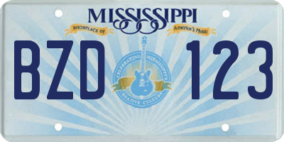 MS license plate BZD123