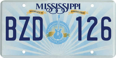 MS license plate BZD126