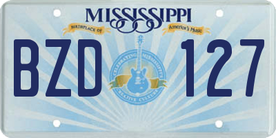 MS license plate BZD127