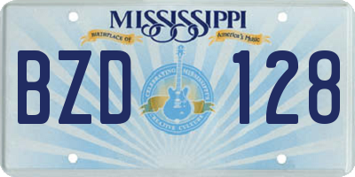 MS license plate BZD128
