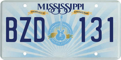 MS license plate BZD131