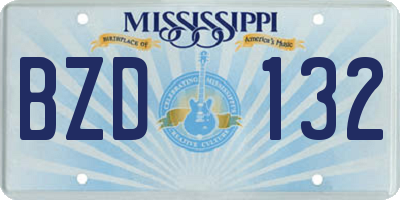 MS license plate BZD132