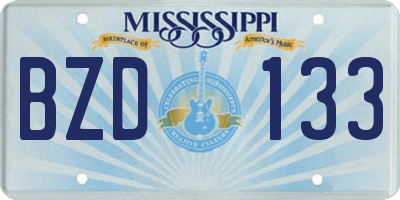 MS license plate BZD133