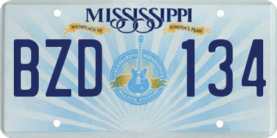 MS license plate BZD134