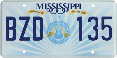 MS license plate BZD135