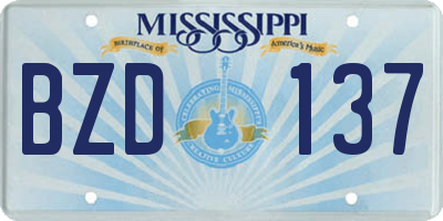 MS license plate BZD137