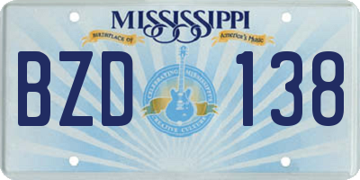 MS license plate BZD138