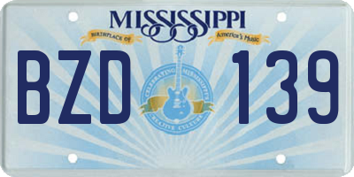 MS license plate BZD139