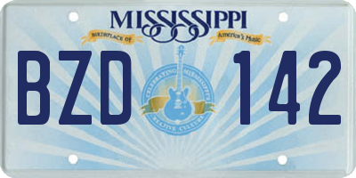 MS license plate BZD142