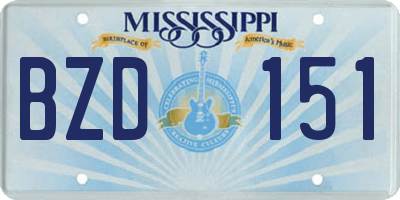 MS license plate BZD151