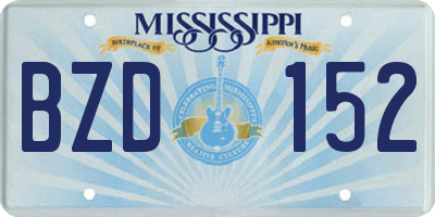 MS license plate BZD152