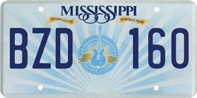 MS license plate BZD160