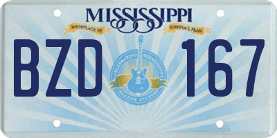 MS license plate BZD167