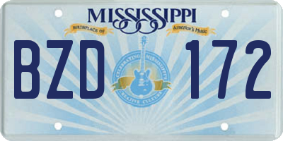 MS license plate BZD172