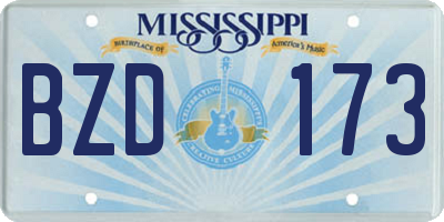 MS license plate BZD173