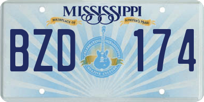 MS license plate BZD174