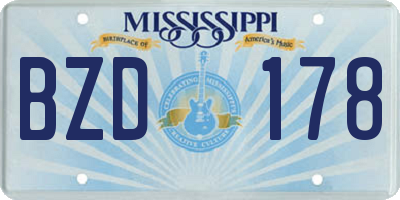 MS license plate BZD178
