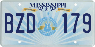 MS license plate BZD179