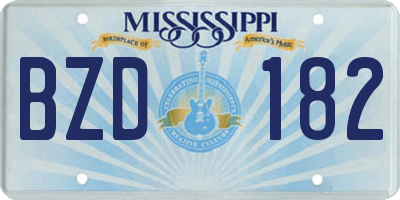 MS license plate BZD182