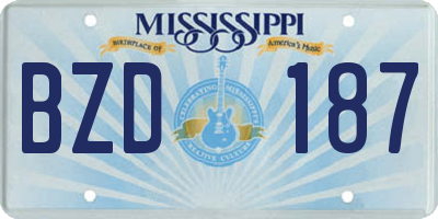 MS license plate BZD187