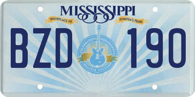 MS license plate BZD190