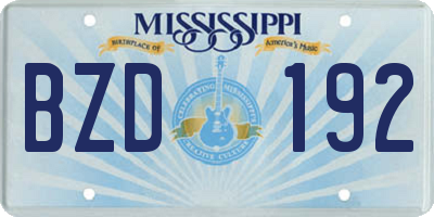 MS license plate BZD192