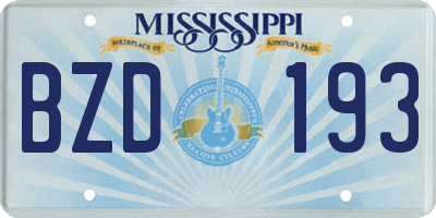 MS license plate BZD193
