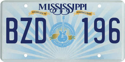 MS license plate BZD196