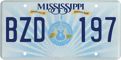 MS license plate BZD197
