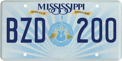 MS license plate BZD200