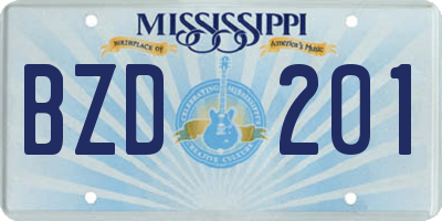 MS license plate BZD201