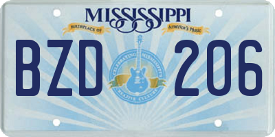 MS license plate BZD206