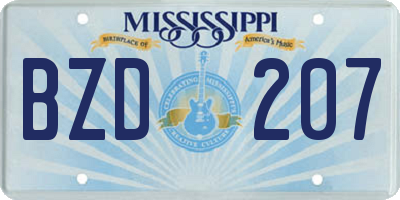 MS license plate BZD207