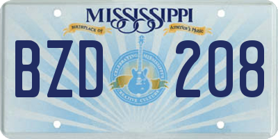 MS license plate BZD208