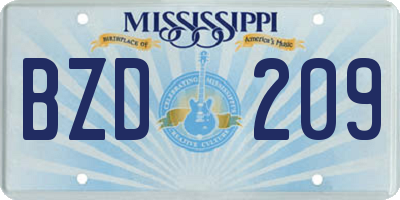 MS license plate BZD209