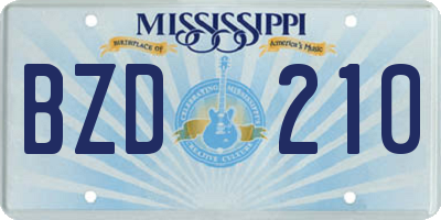 MS license plate BZD210