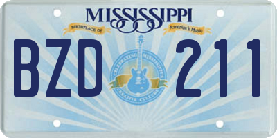 MS license plate BZD211