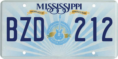 MS license plate BZD212